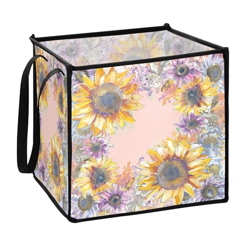 sanluoli Trendiger Boho-Kleiderkorb mit bunten Blumen für Wohnheim, zusammenklappbar, Campingkörbe für Regale, 33 x 33 x 33 cm von sanluoli