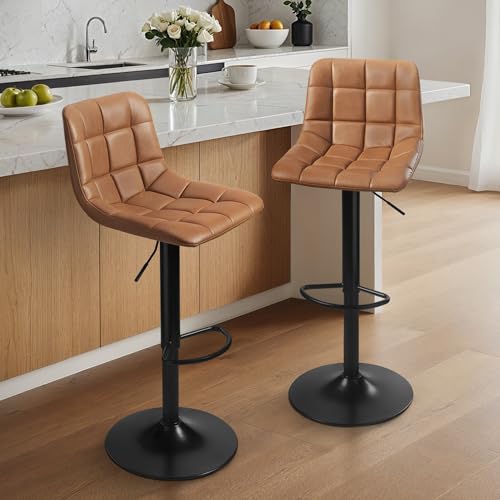 sarben Barhocker 2er Set Höhenverstellbar Barstuhl 360°Drehbar mit Rückenlehne und Fußstütze Küchenstühle PU-Kunstleder für Esszimmer Theke Kücheninsel, Braun sarben Barhocker 2er Set Höhenverstellbar Barstuhl 360°Drehbar mit Rückenlehne und Fußstütze Küchenstühle PU-Kunstleder für Esszimmer Theke Kücheninsel, Braun von sarben