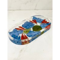 Blumen Tablett, Ovales Schmucktablett, Brautstrauß in Resin Schmuckhalter, Blumenkonservierung, Bouquet Konserviert von sarcasmnsunshineshop