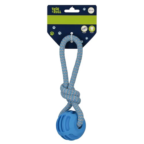 Zerrspielzeug Baumwoll mit Ball für Hunde, 3in1 Spielzeug ZUM APPORTIEREN, ZIEHEN, KAUEN 20 cm (H) von sarcia.eu