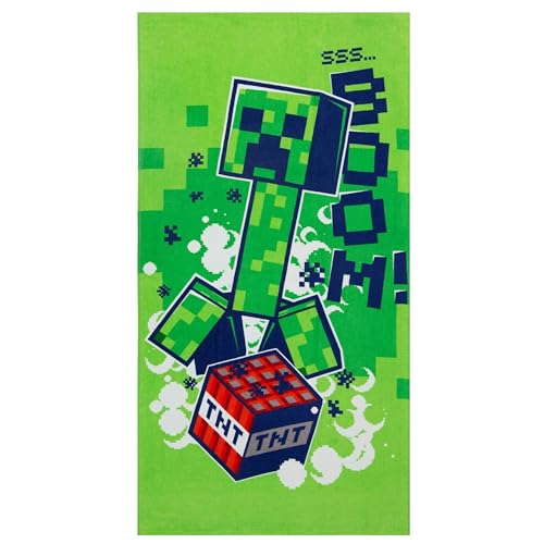 sarcia.eu Minecraft Grünes Badetuch, Baumwollhandtuch 70x140 cm von sarcia.eu