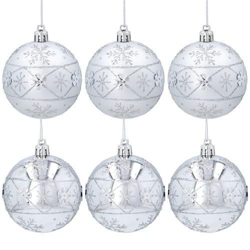 sarcia.eu Silberne Weihnachtsbaumkugeln mit Glitzer, Set aus Kunststoff-Weihnachtskugeln, Weihnachtsschmuck 7 cm, 6 Stück sarcia.eu Silberne Weihnachtsbaumkugeln mit Glitzer, Set aus Kunststoff-Weihnachtskugeln, Weihnachtsschmuck 7 cm, 6 Stück von sarcia.eu