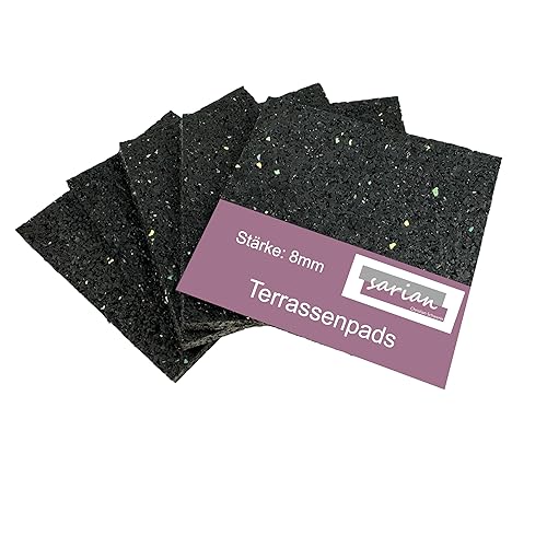 100 Stück 100 x 100 x 8mm Terrassenpads, Gummigranulat, Unterlegpads für Unterkonstruktion Terrasse, Balkon, Unterleggummi für Waschmaschine – Menge selbst auswählen von sarian