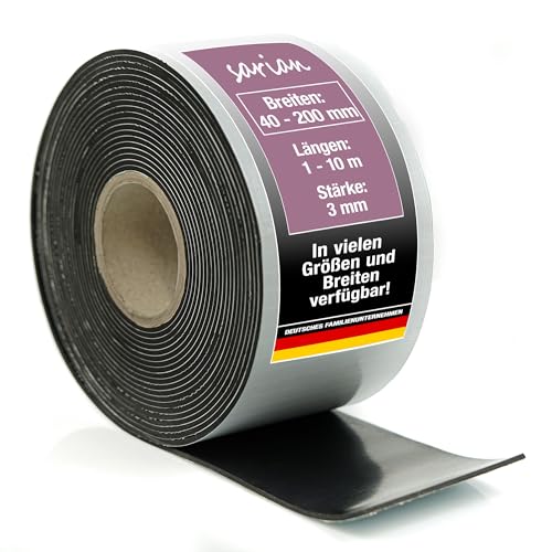 sarian Gummistreifen selbstklebend Stärke 3 mm - bis 10m Länge einseitige Klebeschicht Gummimatte Gummiunterlage Gummipads Terrassenpads Vollgummi Hartgummi (5000 x 100 x 3mm) von sarian