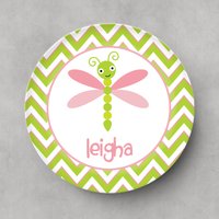 Chevron Dragonfly Personalisierter Teller - Personalisierte Für Kinder, Teller, Geschenke, Melamin-Teller von sassyhostess3