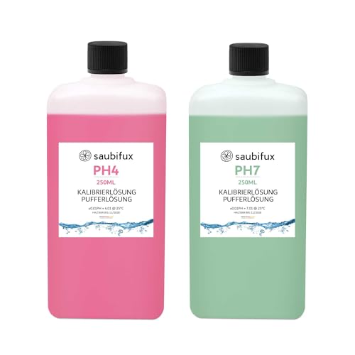 Saubifux 250ml Kalibrierlösung PH 4.00 und PH 7.00 Pufferlösung rot und grün Eichlösung als Set Kalibrierflüssigkeit Eichflüssigkeit von saubifux