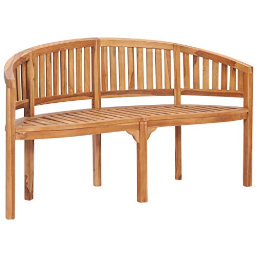 sazoley Bananenbank 3-Sitzer Teak Massiv Gartenbank Sitzbank 151 x 62 x 86 cm (L x B x H) Holzbank Parkbank Affenbank Terassenbank Balkonbank von sazoley