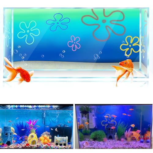 Cartoon-Unterwasser-Bob-Hintergrundaufkleber für Aquarien, 30,5 l Aquarium-Hintergrunddekoration, HD-Druck, einfache Tapete, PVC-Poster (30,5 cm H x 61 cm B) von sb little