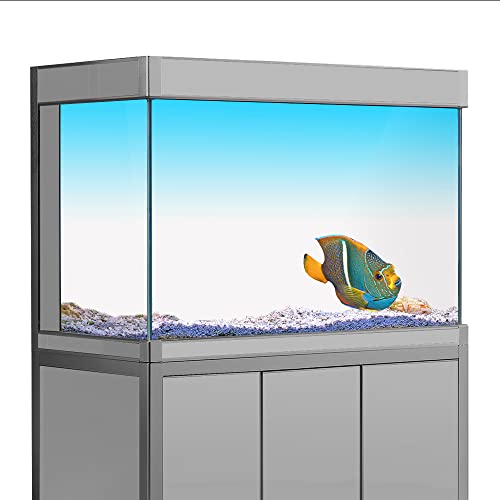 Himmelblau Weiß Farbverlauf Aquarium Hintergrund Aufkleber, HD-Druck, einfache Tapete Aquarium Hintergrund Dekorationen PVC Poster (verschiedene Größen) (15,7 x 31,4 (40 x 80 cm)) von sb little