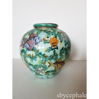 Monaco 1960 Vintage Keramik Vase Mitte Des 20.jahrhunderts Modern Marine Dekor Fisch Signiert Cerart Mcm Monaco 1960 Vintage Keramik Vase Mitte Des 20.jahrhunderts Modern Marine Dekor Fisch Signiert Cerart Mcm von sbycephale