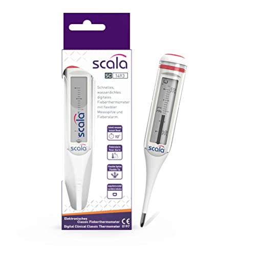 scala Digitales Fieberthermometer SC 1493 flex 10 sec, Classic Display, weiß von scala
