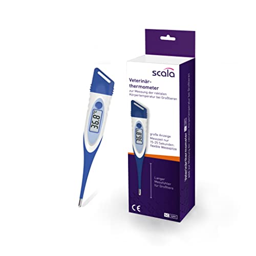 scala SC 1091 flex Veterinär- Tierthermometer für große Säugetiere mit flexibler 60 Milimeter extra langer flexibler Messspitze von scala