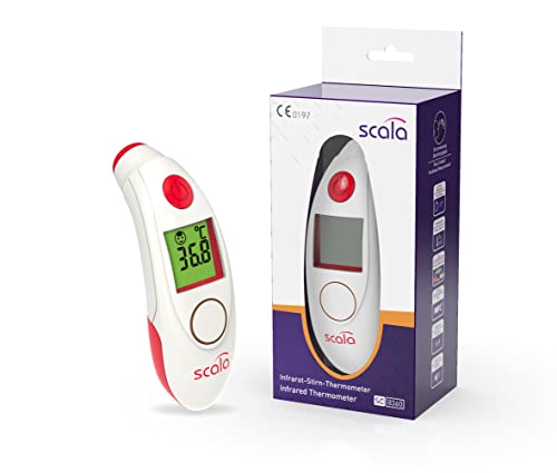 scala SC 8360 NFC Top Speed Night digitales Infrarot Stirn Thermometer mit optischem und akustischem Fieberalarm Datenspeicher durch NFC Verbindung und APP von scala