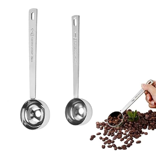 scalingscal 2 Stück Kaffeelöffel Portionierer Kaffeelöffel Edelstahl 15ml & 30ml Kaffee Messlöffel, Kaffeedosierlöffel Zuckerlöffel Kaffelöffel Dosierlöffel Kaffeelöffel mit Langem Griff, 63s0556 von scalingscal