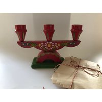 Vintage 3 Kerze, Kerzenständer/Holz/1920Er Jahre Wohnkultur/Alt/Natur/Handarbeit/Holzarbeit Folkart Weihnachten von scandinaviansthings