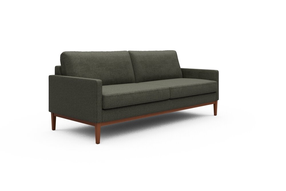 ScandinavianUpholstery Sofa Finn K373 (3-Sitzer) PK2 335 Winter Moss Sama Oak, Dark Stained von scandinavianupholstery