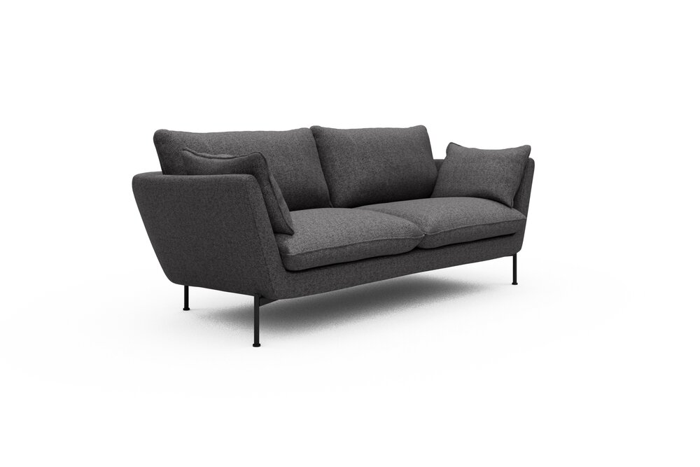 ScandinavianUpholstery Sofa Hasle K260 PK2 337 Anthracite Sama Metall, Schwarz 3-Sitzer von scandinavianupholstery