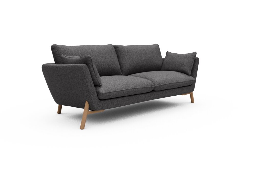 ScandinavianUpholstery Sofa Hasle K260 PK2 337 Anthracite Sama Oak, Lacquered 2-Sitzer von scandinavianupholstery