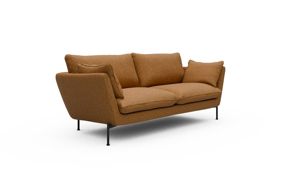 ScandinavianUpholstery Sofa Hasle K260 PK2 342 Curcuma Sama Metall, Schwarz 3-Sitzer von scandinavianupholstery