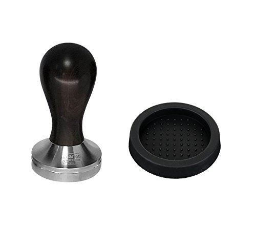 scarlet espresso | Tamper »Classic«, stilvoller Espresso-Stempel mit ergonomischem Griff aus Edelholz, für perfekten Espresso, Barista-Werkzeug (Set: Ebenholz - Schwarz, 41 mm & Tamperablage) von scarlet bijoux