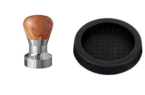scarlet espresso | Tamper »Passion« für Barista; mit ergonomischem PVC- oder Edelholzgriff nach Wahl und Präzisions-Edelstahlbasis (Set 41 mm & Tamperablage) von scarlet bijoux