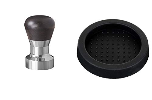 scarlet espresso | Tamper »Passion« für Barista; mit ergonomischem PVC- oder Edelholzgriff nach Wahl und Präzisions-Edelstahlbasis (Set 41 mm & Tamperablage) von scarlet bijoux