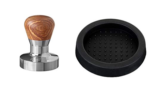 scarlet espresso | Tamper »Passion« für Barista; mit ergonomischem PVC- oder Edelholzgriff nach Wahl und Präzisions-Edelstahlbasis (Set 57 mm & Tamperablage) von scarlet bijoux