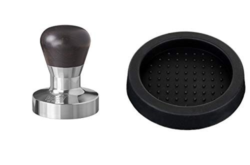 scarlet espresso | Tamper »Passion« für Barista; mit ergonomischem PVC- oder Edelholzgriff nach Wahl und Präzisions-Edelstahlbasis (Set 58,5 mm & Tamperablage) von scarlet bijoux