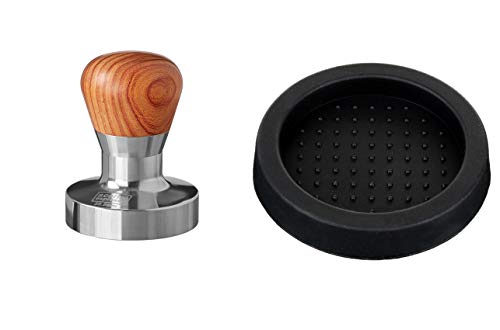 scarlet espresso | Tamper »Passion« für Barista; mit ergonomischem PVC- oder Edelholzgriff nach Wahl und Präzisions-Edelstahlbasis (Set 58,5 mm & Tamperablage) von scarlet bijoux