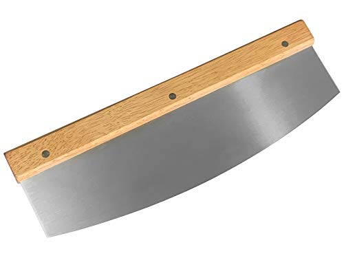 scarlet kitchen | Pizzamesser »Rapido« Pizzacutter, Wiegemesser mit scharfer Klinge aus rostfreiem Edelstahl 32cm mit Holzgriff, schnelles und sauberes Schneiden, XXL, mit Klingenschutz von scarlet bijoux