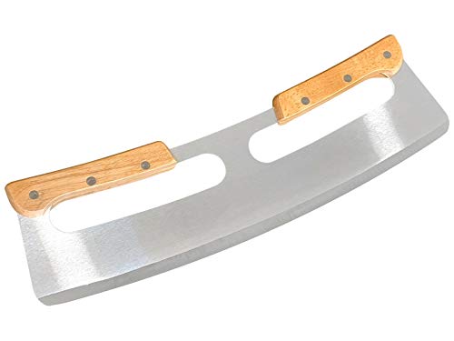scarlet kitchen | Pizzamesser »Rapido Professionale« Pizzacutter XXL Wiegemesser mit scharfer Klinge aus rostfreiem Edelstahl 35cm mit Holzgriff, schnelles und sauberes Schneiden, mit Klingenschutz von scarlet bijoux