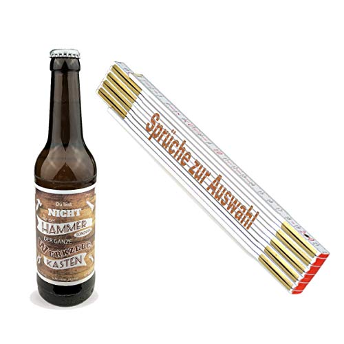 2-TLG. Geschenkset/Zollstock mit Spruch-Gravur und Handwerker-Bier/Männergeschenk/Handwerker/Vatertag/Geburtstag, Sprüche Zollstock:30 UND FLEISSIG von schenken-24