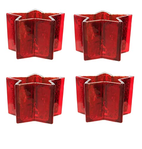 Adventskranz / 4er Set - Roter Stern/Teelichthalter von schenken-24