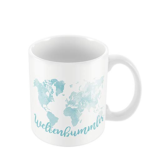 Artikel für Globetrotter/Geschenke, Anzahl:2er Set, Auswahl:Tasse Weltenbummler - blau von schenken-24