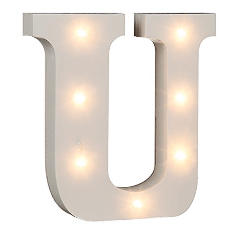 Beleuchtete Buchstaben (A - Z) mit LED-Birnchen, weiß, ca. 16 cm Höhe, Buchstaben:U von schenken-24