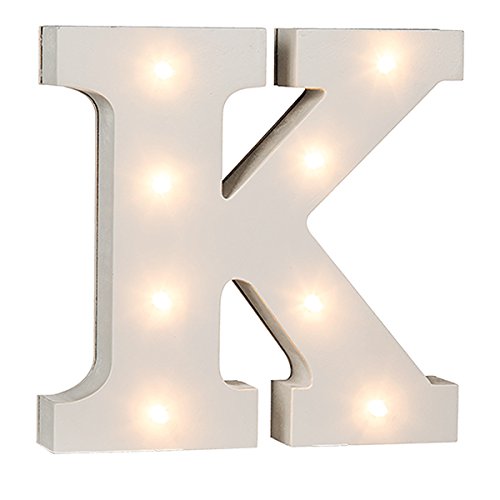 Beleuchtete Buchstaben (A - Z) mit LED-Birnchen, weiß, ca. 16 cm Höhe, Buchstaben:K von schenken-24