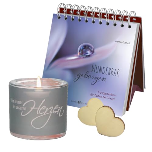 Geschenkset/Trauer/Beileid/Long Life Rose/Windlicht, Auswahl:Set 01 von schenken-24