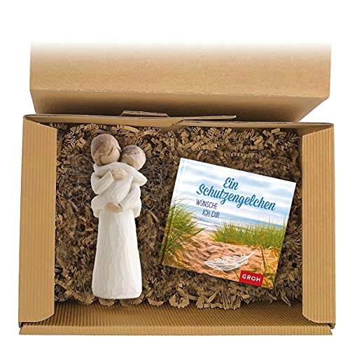 2-teiliges Geschenkset 'Schutzengel' - Buch - Figur - besonderes Geschenk - Präsentkorb von schenken-24