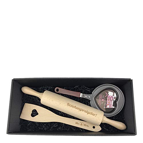 Hochzeitsgeschenk 'Just Married' Hochzeit Liebe Box Präsent Korb Geschenk Holz von schenken-24