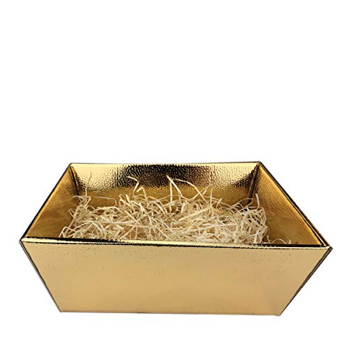 Oster-Nester/Formen&Farben wählbar/einzeln oder als Set/Ostern, Osternester&Füllungen:Geschenkkorb in gold mit naturfarbenen Gras, Anzahl:1er Einzel von schenken-24