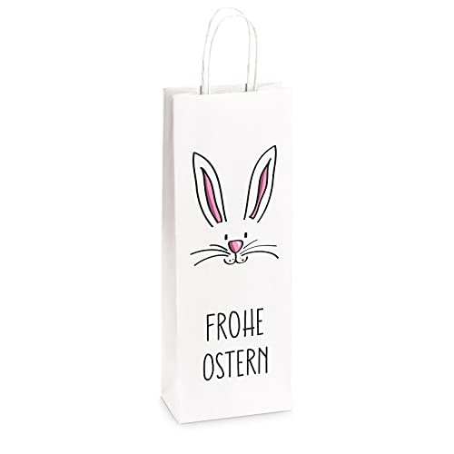 Oster-Taschen/einzeln oder als Set/Ostern, Anzahl:10er Set, Auswahl:Frohe Ostern - Flaschentasche von schenken-24