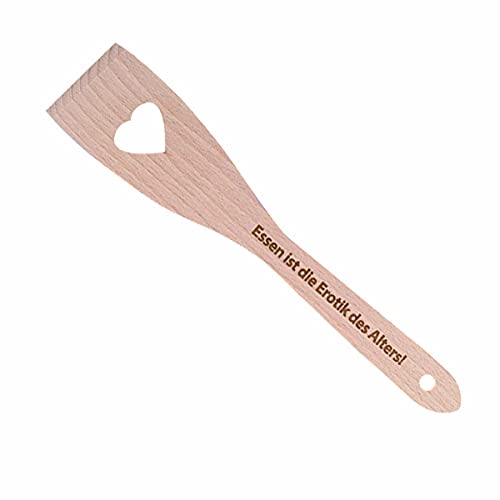 Pfannenwender mit wählbarem Spruch, Gravur:Essen ist die Erotik des Alters! von schenken-24