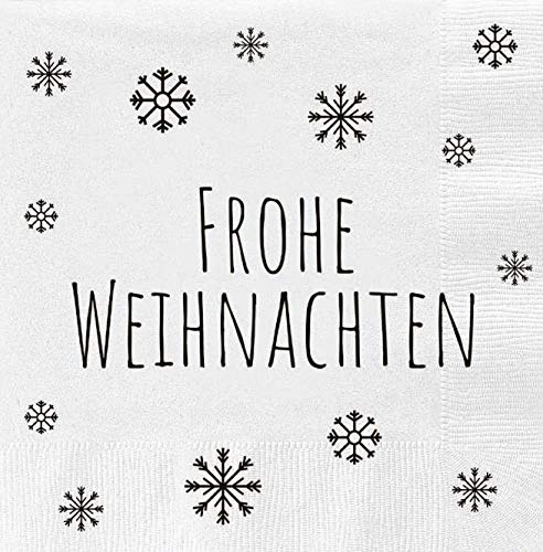 Servietten Frohe Weihnachten schwarz/weiß - Weihnachtsservietten/Weihnachtsdeko/Tischdeko, Anzahl:2er Set, Servietten-Motive Xmas:Frohe Weihnachten von schenken-24