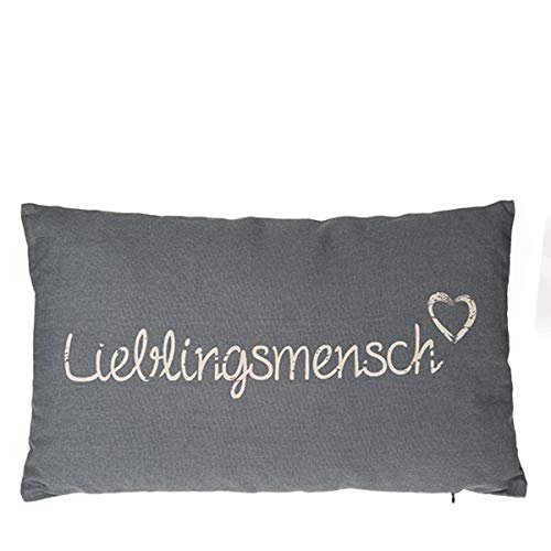 Verschiedene Kissen zur Auswahl/Wohnen/Wohndesign/Zuhause, Anzahl:2er Set, Kissen Auswahl:Lieblingsmensch grau von schenken-24
