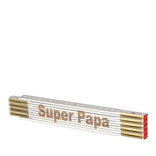 Zollstock mit Gravur Text "Super Papa"/ Spruch Lasergravur Geschenk Mann Vatertag Geburtstag von schenken-24