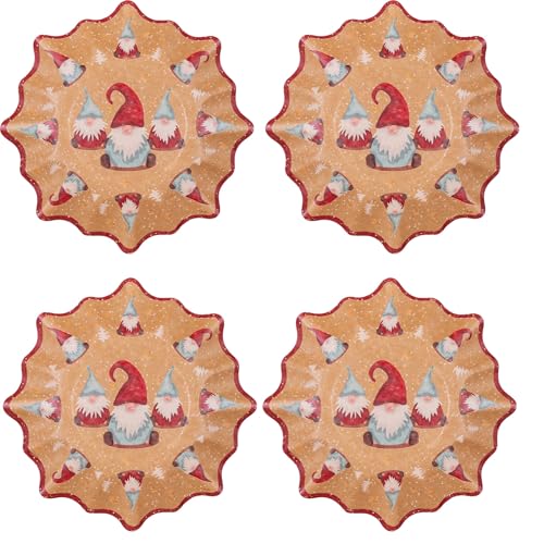 schenken-24 Weihnachten/Teller / 4er Set/Adventsteller/Nikolaus/Pappe/Plätzchen, Anzahl:1 x 4 (=4 Stück), Weihnachtsteller:Stern - Motiv 6-3.5 cm hoch von schenken-24
