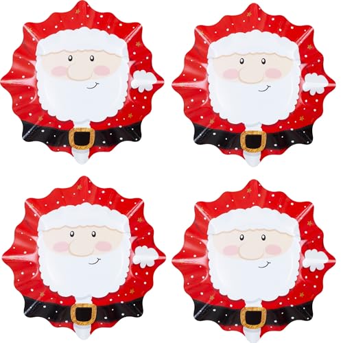 schenken-24 Weihnachten/Teller / 4er Set/Adventsteller/Nikolaus/Pappe/Plätzchen, Anzahl:1 x 4 (=4 Stück), Weihnachtsteller:Stern - Motiv 7-4.5 cm hoch von schenken-24