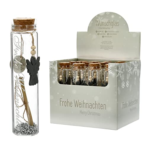 schenken-24 Wunschglas Frohe Weihnachten mit Engelanhänger/Geldgeschenk/Wunschzettel/Gutschein, Anzahl:6er Set von schenken-24