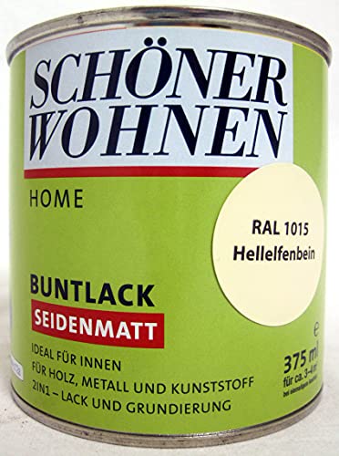 Home Buntlack - Acryllack, seidenmatt, RAL 1015 Hellelfenbein, 375 ml von schenken und wohnen