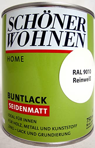 Home Buntlack - Acryllack, seidenmatt, RAL 9010 reinweiß, 750 ml von schenken und wohnen